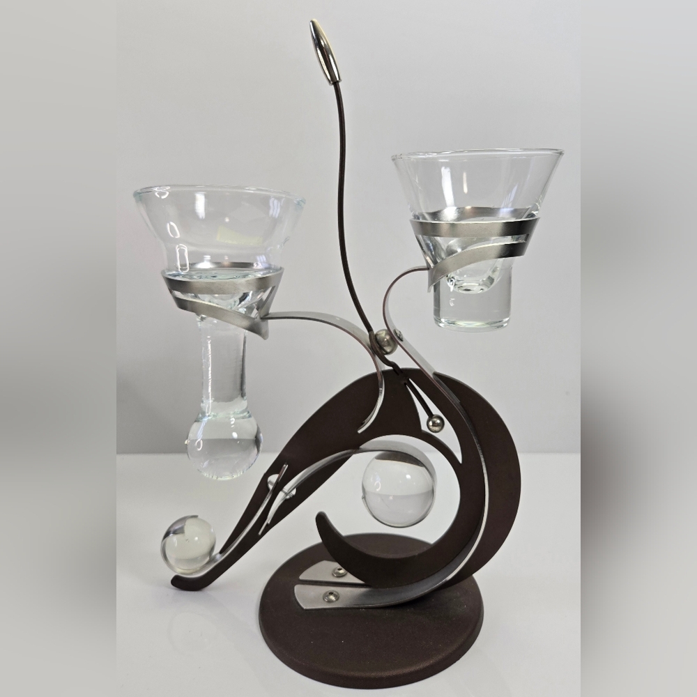 Vintage Art Deco Formano Tear Drop Metal & Glass Candle Holder - Picture 2 of 10